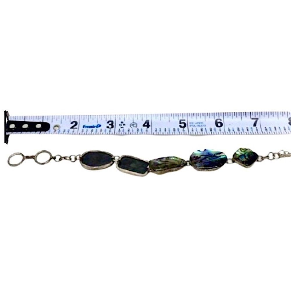 LUC Genuine Abalone Sterling Silver Toggle Bracelet - Picture 5 of 10